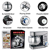 Планетарний міксер 3500 Вт Zepline кухонний міксер 6 л із нержавіючої сталі, фото 6