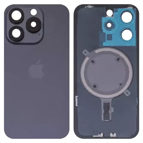 Задня панель корпусу для iPhone 15 Pro, чорна, зі склом камери, small hole, фото 1