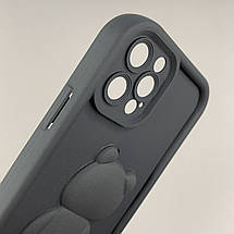 Чохол для Apple iPhone 12 Pro чохол з об'ємним ведмедиком на телефон айфон 12 про чорний q01e, фото 3