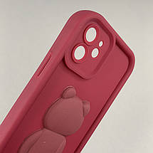 Чохол для Apple iPhone 12 чохол з об'ємним ведмедиком на телефон айфон 12 бордовий q01e, фото 3