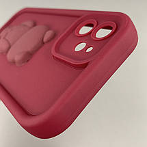 Чохол для Apple iPhone 12 чохол з об'ємним ведмедиком на телефон айфон 12 бордовий q01e, фото 5