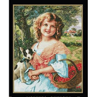 Набір для вишивки хрестиком MAGIC CROSS STITCH Дівчинка з вишнями 010