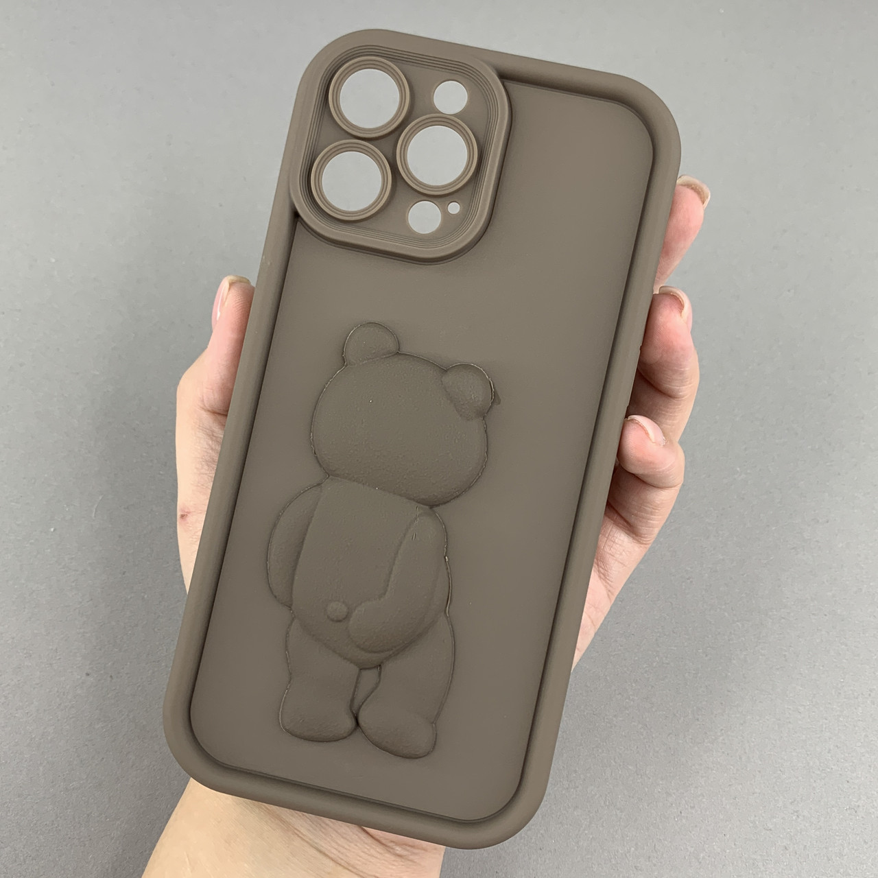 Чохол для Apple iPhone 13 Pro Max чохол з об'ємним ведмедиком на телефон айфон 13 про макс коричневий q01e