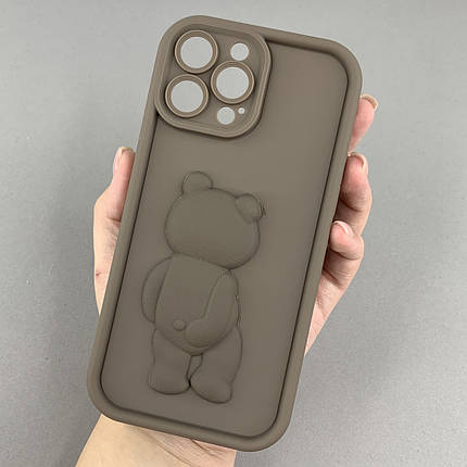 Чохол для Apple iPhone 13 Pro Max чохол з об'ємним ведмедиком на телефон айфон 13 про макс коричневий q01e, фото 1