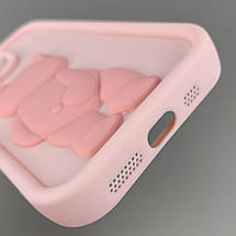 Чохол для Apple iPhone 13 Pro чохол з об'ємним ведмедиком на телефон айфон 13 про рожевий q01e, фото 4