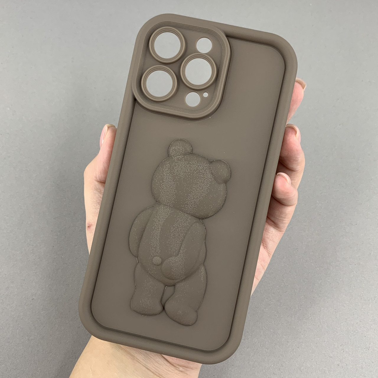 Чохол для Apple iPhone 14 Pro Max чохол з об'ємним ведмедиком на телефон айфон 14 про макс коричневий q01e