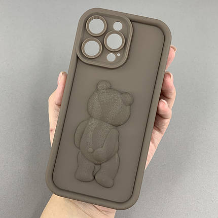 Чохол для Apple iPhone 14 Pro Max чохол з об'ємним ведмедиком на телефон айфон 14 про макс коричневий q01e, фото 1
