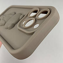Чохол для Apple iPhone 14 Pro чохол з об'ємним ведмедиком на телефон айфон 14 про коричневий q01e, фото 5