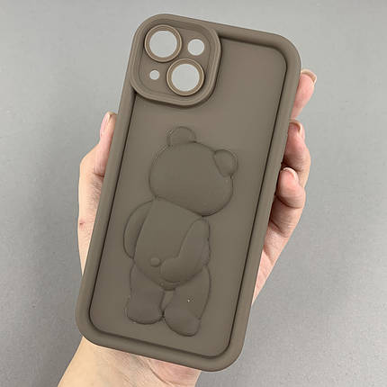Чохол для Apple iPhone 14 чохол з об'ємним ведмедиком на телефон айфон 14 коричневий q01e, фото 1