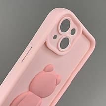Чохол для Apple iPhone 14 чохол з об'ємним ведмедиком на телефон айфон 14 рожевий q01e, фото 3