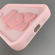 Чохол для Apple iPhone 14 чохол з об'ємним ведмедиком на телефон айфон 14 рожевий q01e, фото 4