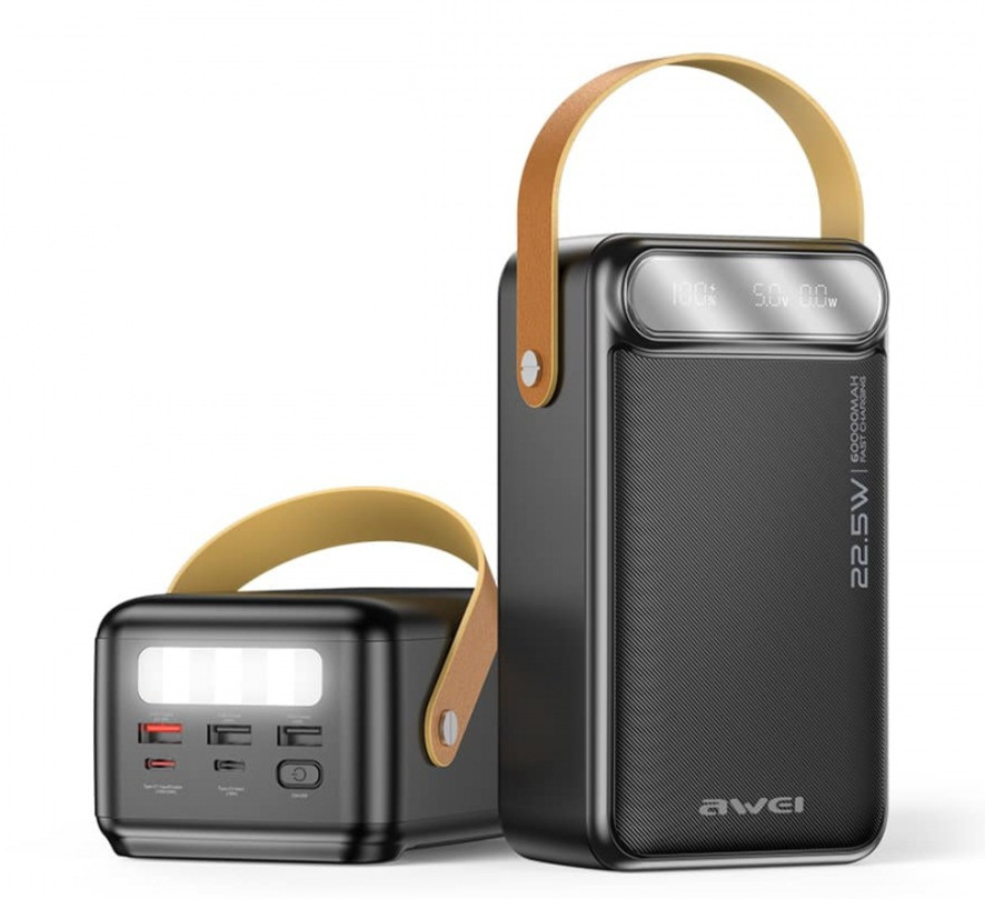 Повербанк для роутера, модем AWEI P101K Power Bank 60000 mAh Чорний, повербанк для телефону, ноутбуків