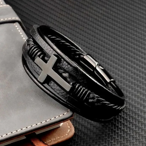 Браслет чоловічий шкіряний Secret Cross Dark