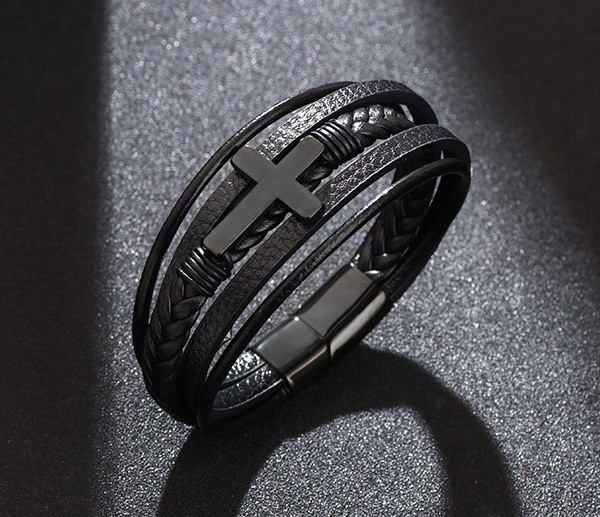Браслет чоловічий шкіряний Secret Cross Dark