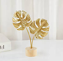Декор для дому, металева фігурка, статуетка Листи Монстери, реквізит для фото (золотистий)