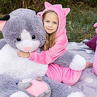Кигуруми Котик (розовый), махра-велсофт (размер 1: 110-120 см)