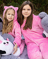 Кигуруми Котик (розовый), махра-велсофт (размер 2: 120-130 см)