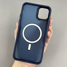 Чохол для Apple iPhone 11 Pro Max матовий кольоровий чохол з магсейф MagSafe на айфон 11 про макс темно-синій boh, фото 2