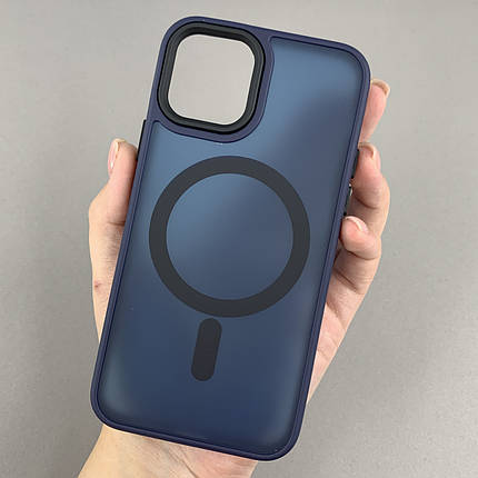 Чохол для Apple iPhone 11 Pro матовий кольоровий чохол з магсейф MagSafe на телефон айфон 11 про темно-синій boh, фото 1