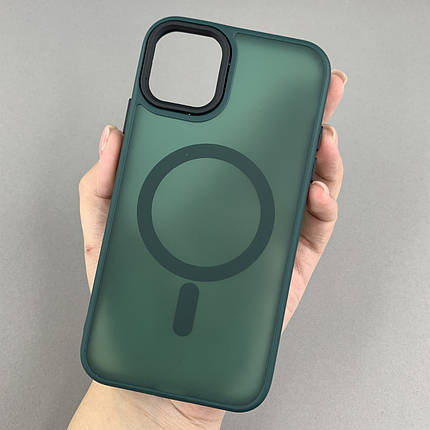 Чохол для Apple iPhone 11 матовий кольоровий чохол з магсейф MagSafe на телефон айфон 11 темно-зелений boh, фото 1
