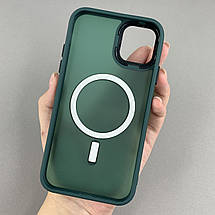 Чохол для Apple iPhone 11 матовий кольоровий чохол з магсейф MagSafe на телефон айфон 11 темно-зелений boh, фото 2