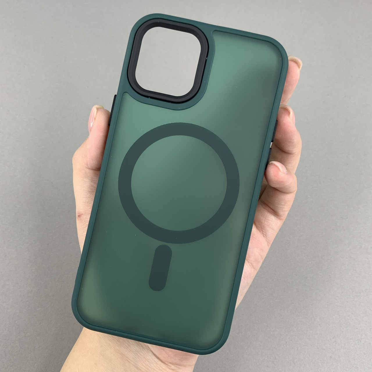 Чохол для Apple iPhone 12 Pro матовий кольоровий чохол з магсейф MagSafe на айфон 12 про темно-зелений boh
