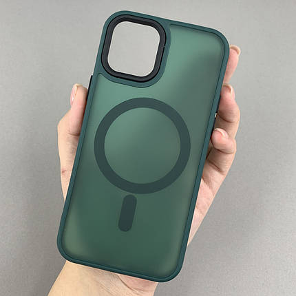 Чохол для Apple iPhone 12 Pro матовий кольоровий чохол з магсейф MagSafe на айфон 12 про темно-зелений boh, фото 1