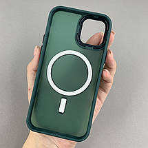 Чохол для Apple iPhone 12 Pro матовий кольоровий чохол з магсейф MagSafe на айфон 12 про темно-зелений boh, фото 2