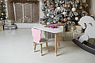 Дитячи білий стіл хмарка і стільчик ведмедик дитячий рожевий. Дитячий столик білосніжний., фото 2