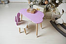 Столик тучка і стільчик метелик дитячий фіолетовий з білим сидінням. Столик для занять, ігор, їжі, фото 7