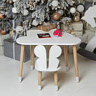 Стіл хмарка і стільчик дитячий білий метелик. Столик для занять, ігор, їжі, фото 2