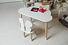 Стіл хмарка і стільчик дитячий білий метелик. Столик для занять, ігор, їжі, фото 3