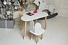 Стіл хмарка і стільчик дитячий білий метелик. Столик для занять, ігор, їжі, фото 6