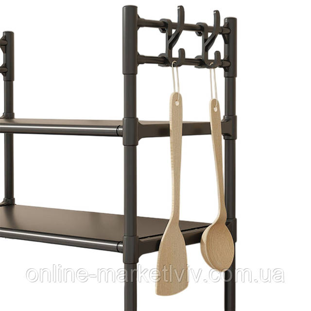 Купити Кухонна полиця для мікрохвильовки 72х59,5х33см, 4 гачки, XL