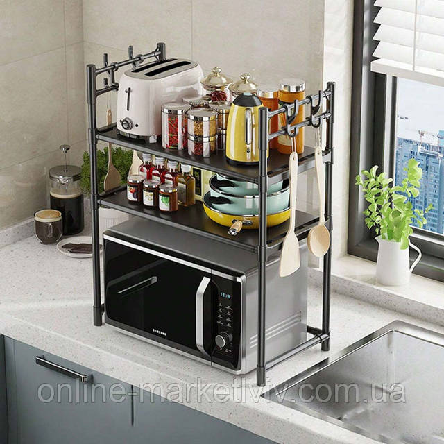 Купити Кухонна полиця для мікрохвильовки 72х59,5х33см, 4 гачки, XL