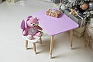 Дитячий прямокутний стіл і стільчик метелик із білим сидінням. Столик фіолетовий дитячий, фото 10
