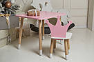 Дитячий  прямокутний стіл і стільчик корона з білим сидінням. Столик рожевий дитячий, фото 6