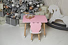 Дитячий прямокутний стіл і стільчик ведмежа з білим сидінням. Столик рожевий дитячий, фото 7