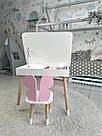 Дитячий столик білий і стільчик метелик рожевий. Столик із шухлядою. Для дітей 1 групи зросту (100-115 см), фото 10