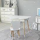 Дитячий білий стіл хмаринка з нішею та стілець ведмедик білий. Для дітей 1 групи зросту (100-115см), фото 4