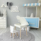 Дитячий білий стіл хмаринка з нішею та стілець ведмедик білий. Для дітей 1 групи зросту (100-115см), фото 7