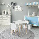 Дитячий білий стіл хмаринка з нішею та стілець ведмедик білий. Для дітей 1 групи зросту (100-115см), фото 8