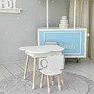 Дитячий білий стіл хмаринка з нішею та стілець ведмедик білий. Для дітей 1 групи зросту (100-115см), фото 10