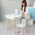 Дитячий білий стіл хмаринка з нішею та стілець зайчик білий.  Для дітей 1 групи зросту (100-115см), фото 2