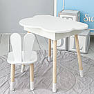 Дитячий білий стіл хмаринка з нішею та стілець зайчик білий.  Для дітей 1 групи зросту (100-115см), фото 4