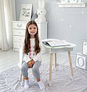 Дитячий білий стіл хмаринка з нішею та стілець зайчик білий.  Для дітей 1 групи зросту (100-115см), фото 5