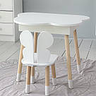 Дитячий білий стіл хмаринка з нішею та стілець метелик білій. Для дітей 1 групи зросту (100-115см), фото 3