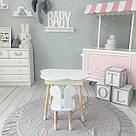 Дитячий білий стіл хмаринка з нішею та стілець метелик білій. Для дітей 1 групи зросту (100-115см), фото 6