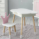 Новинка! Дитячий стіл білий хмарка з нішею і стільчик корона рожевий 85866, фото 4