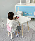 Новинка! Дитячий стіл білий хмарка з нішею і стільчик корона рожевий 85866, фото 9